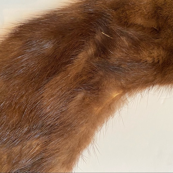 VINTAGE MINK COLLAR FUR ACCESSORY BROWN WRAP LUXURY Hook Eye MOB WIFE - Picture 6 of 9